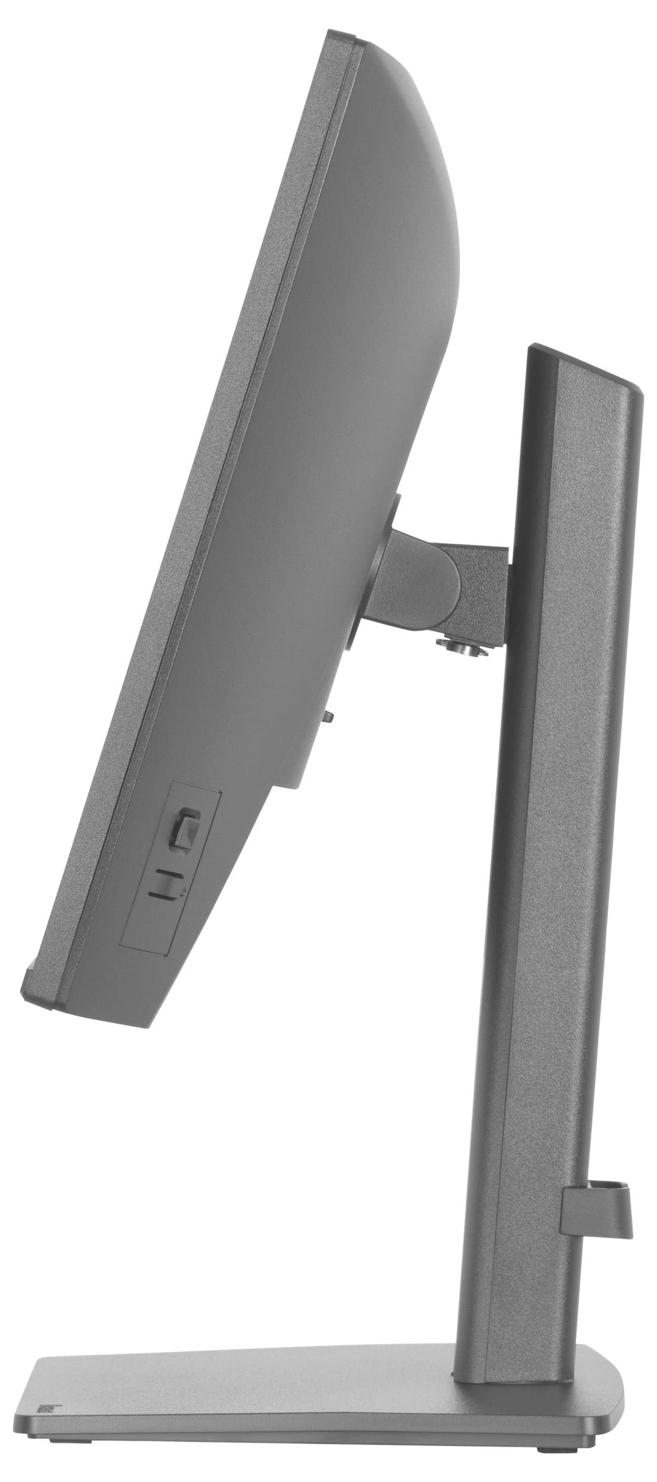 Un élégant moniteur à écran plat moderne présenté de profil, mettant en évidence son profil fin et son socle ajustable.