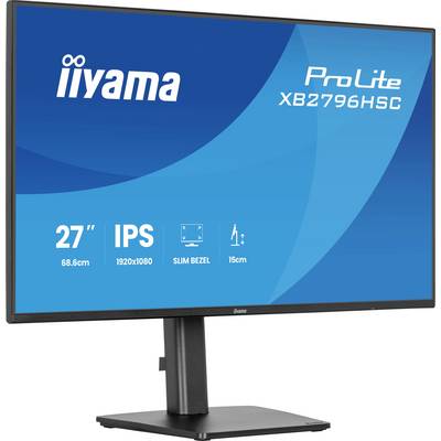 Un moniteur iiyama ProLite XB2796HSU de 27 pouces avec bordures fines, offrant une résolution Full HD (1920x1080) et un socle ajustable.