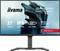 Un moniteur d'ordinateur présentant l'image de marque et les spécifications, avec un arrière-plan à thème robotique. Caractéristiques principales : taille 27 pouces, 4K IPS, 144Hz, support G-Sync.