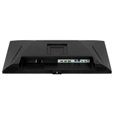 Un appareil électronique noir avec divers ports incluant USB, HDMI et Ethernet positionnés sur son côté arrière.