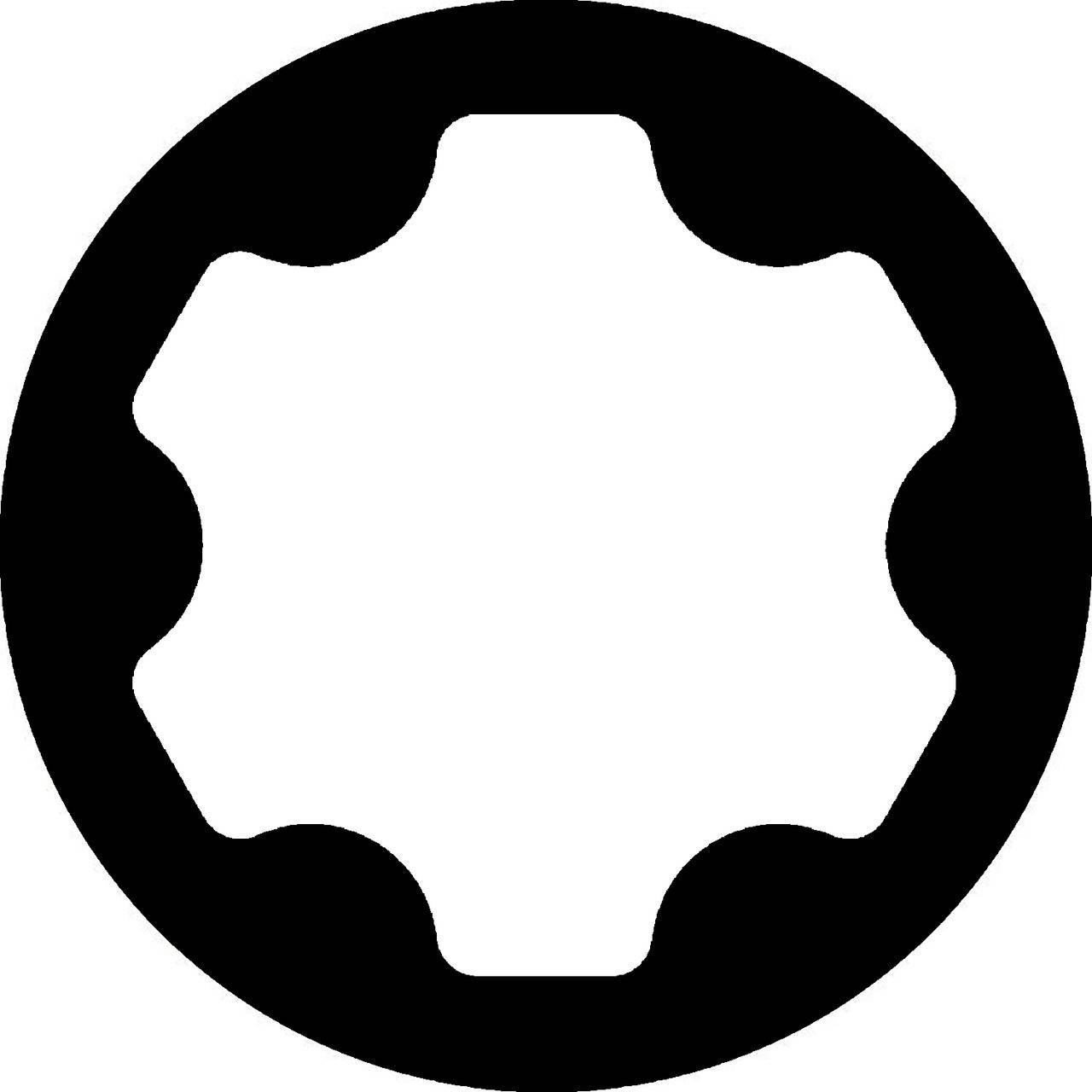 Un cercle aux bords dentelés, ressemblant à une roue dentée ou un pignon, en noir et blanc.