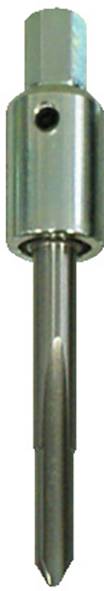 Un embout de tournevis en métal avec une base hexagonale et un corps cylindrique conçu pour des applications de perçage ou de vissage.
