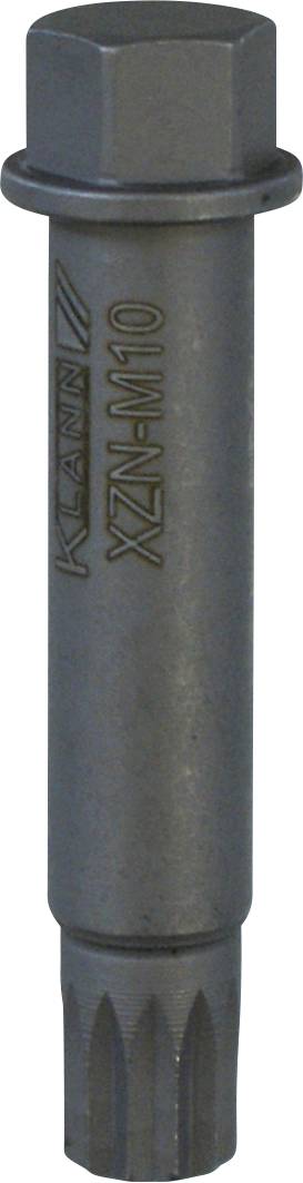 Un boulon XZN-110 gris avec une tête hexagonale et un texte gravé, utilisé pour des applications automobiles ou mécaniques.