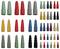 Des connecteurs de fils multicolores sont disposés en rangées. Chaque rangée présente des connecteurs de la même couleur, mettant en évidence une variété de couleurs.