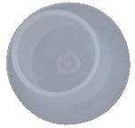 Un objet rond et gris présentant des motifs circulaires concentriques.