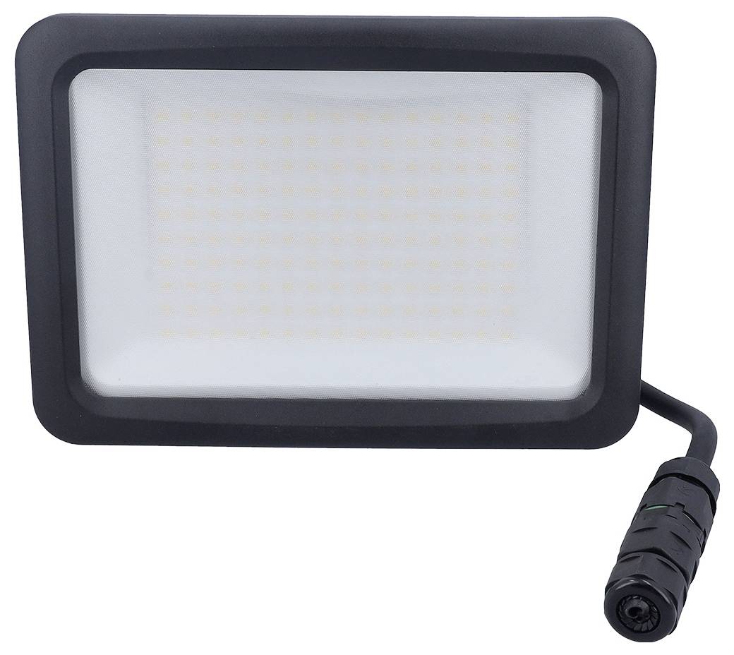 Deux projecteurs LED ajustables montés sur un support bleu, positionnés pour illuminer différentes zones.