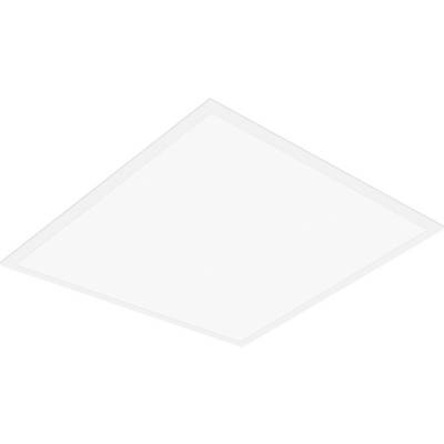 Un panneau lumineux LED de plafond blanc, rectangulaire, au design épuré et plat, positionné en angle, adapté aux intérieurs modernes.