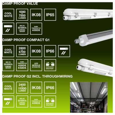 OSRAM HOMELIGHTING DP 5TH 1500 46W 840 IP65 GY Luminaire pour pièces humides 46 W blanc neutre gris-1