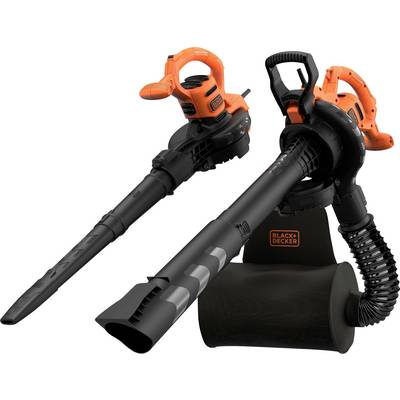 Un souffleur de feuilles sans fil avec fonction aspirateur combiné au design orange et noir, doté d'un tube détachable, d'un tuyau flexible et d'une batterie.