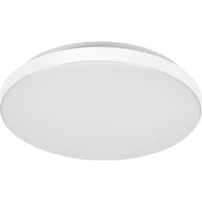 Un luminaire de plafond rond et blanc avec un design épuré encastré, adapté aux intérieurs modernes.