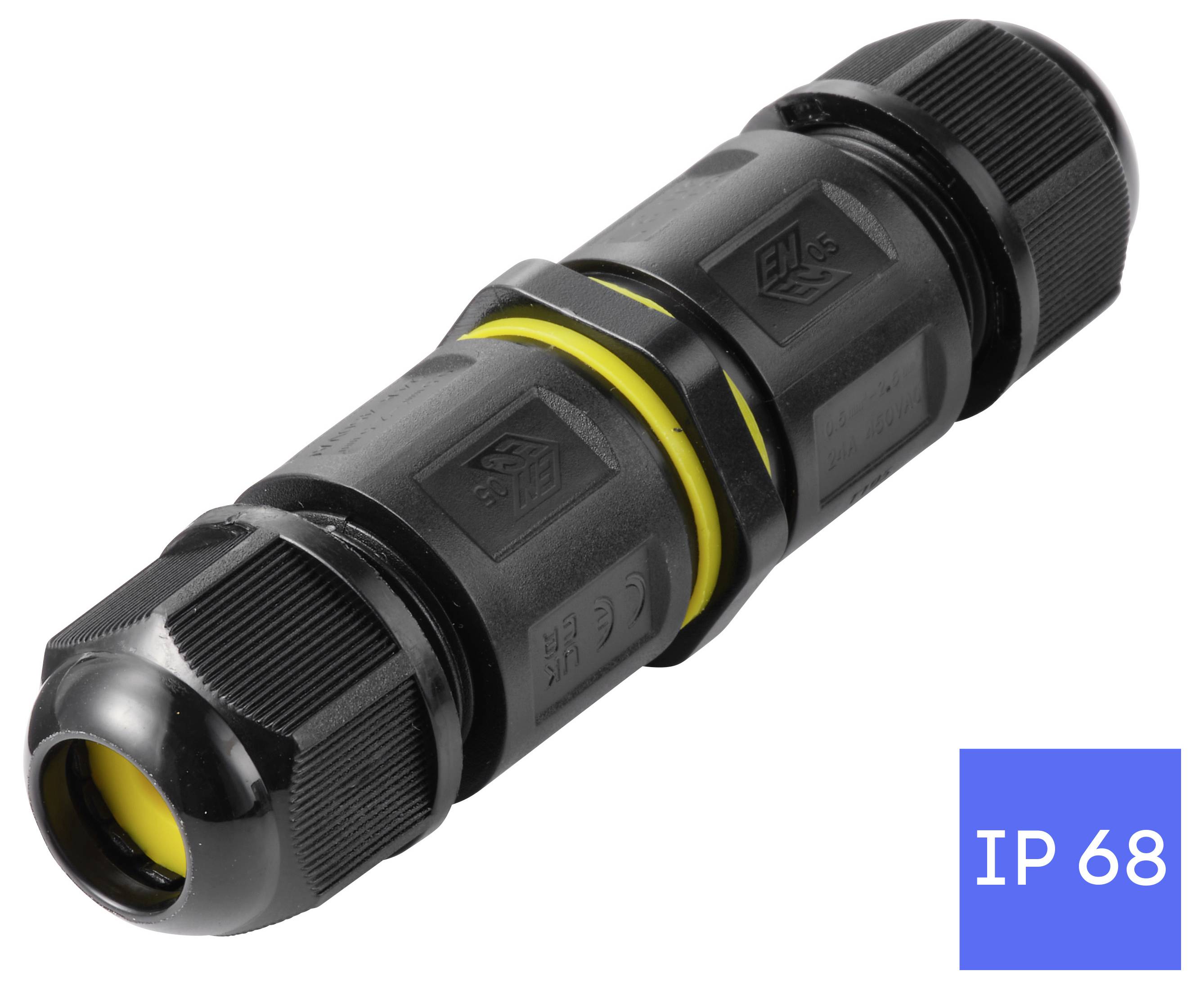 Connecteur de câble TRU COMPONENTS IP68 étanche, push-in 3 broches, 0,5-2,5 mm² TC-14745240 noir TRU COMPONENTS Contenu:-6