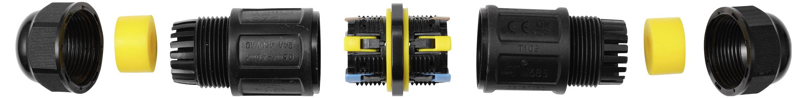 Connecteur de câble TRU COMPONENTS IP68 étanche, push-in 5 broches, 0,5-4,0 mm² TC-14745244 noir TRU COMPONENTS Contenu:-5