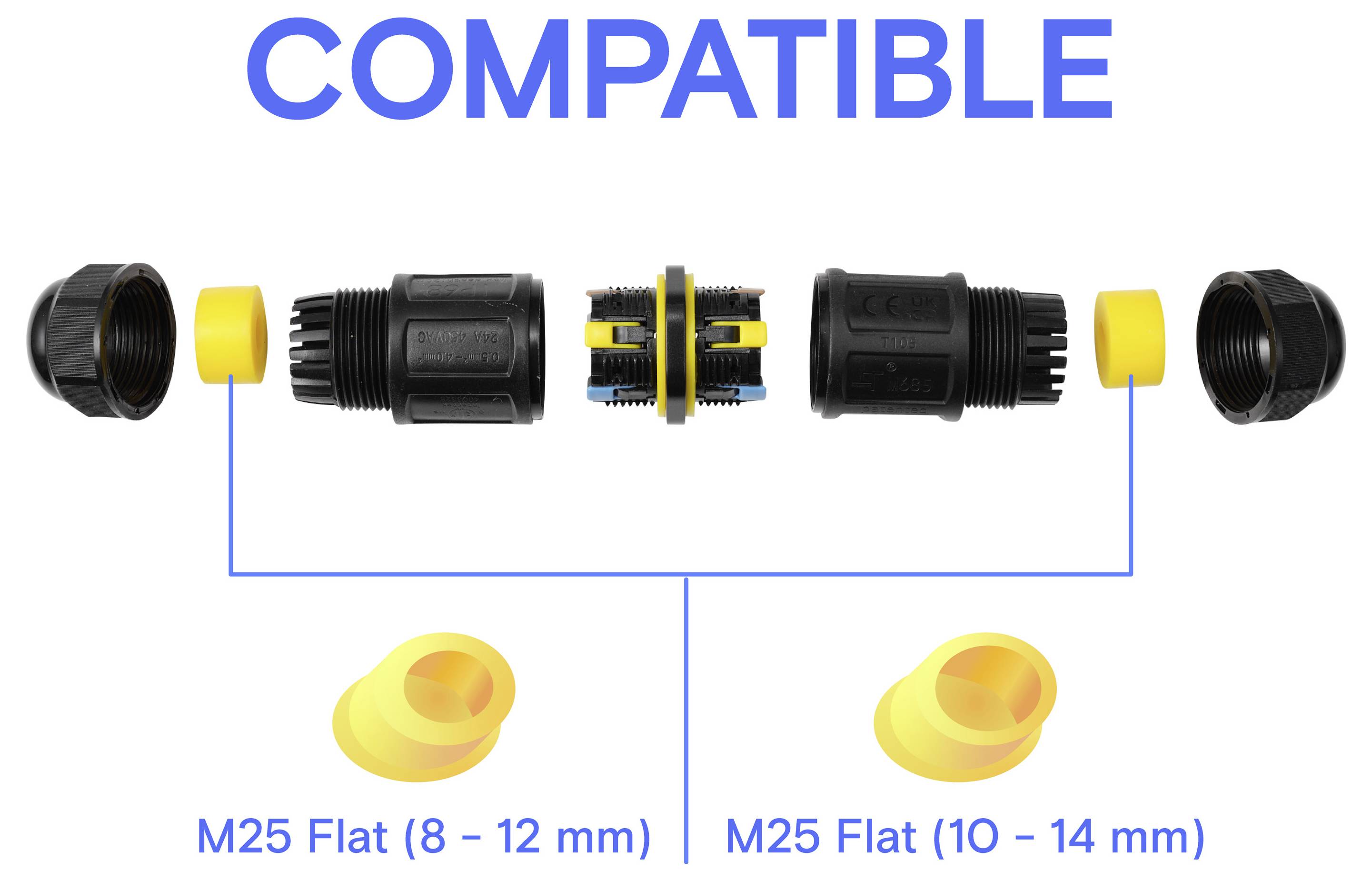 Connecteur de câble TRU COMPONENTS IP68 étanche, push-in 5 broches, 0,5-4,0 mm² TC-14745244 noir TRU COMPONENTS Contenu:-7