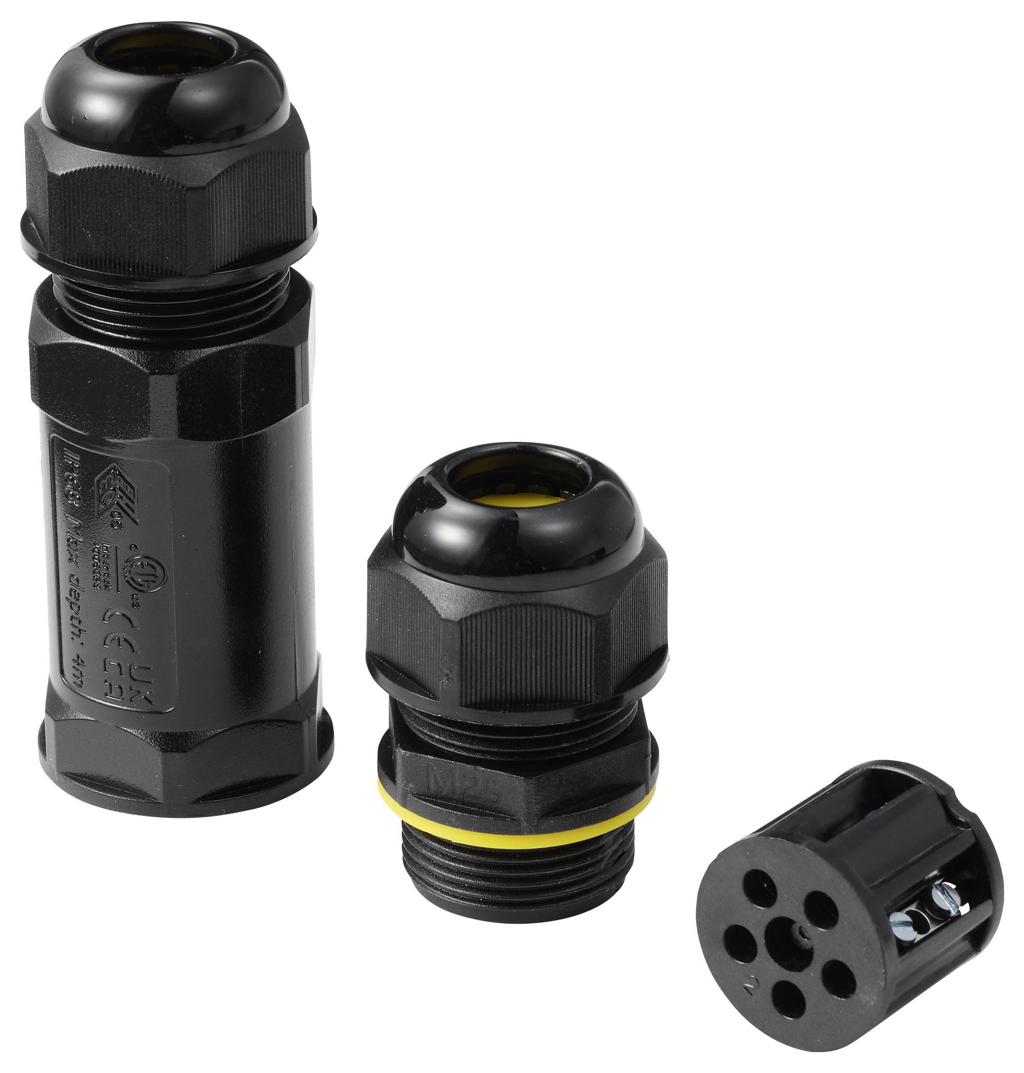 Connecteur de câble TRU COMPONENTS IP68 étanche, contact à vis 5 broches, 0,5-4,0 mm² TC-14745248 noir TRU COMPONENTS Co-4