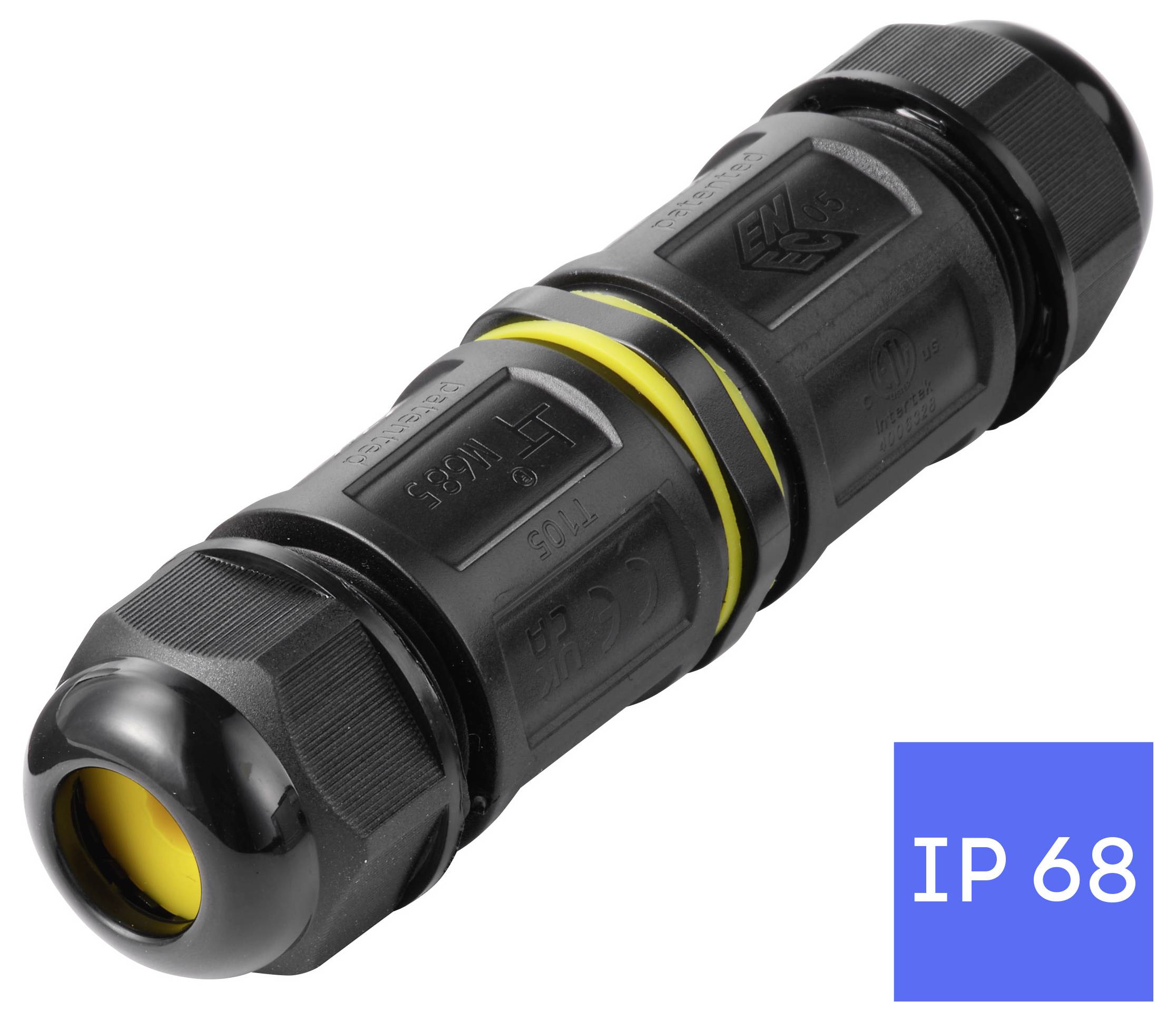 Connecteur de câble TRU COMPONENTS IP68 étanche, push-in 3 broches, 0,5-4,0 mm² TC-14745252 noir TRU COMPONENTS Contenu:-6