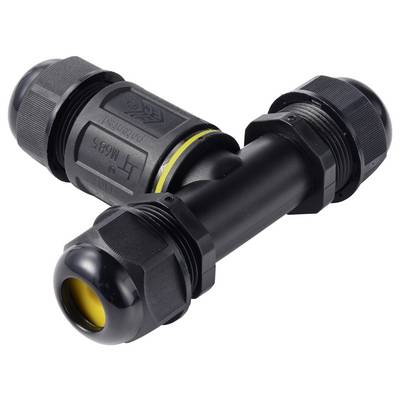Connecteur de câble TRU COMPONENTS en T IP68 étanche, 3 entrées, contact vis 3 broches, 0,5-4,0 mm² TC-14745256 noir TRU-1