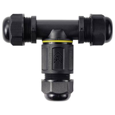 Connecteur de câble TRU COMPONENTS en T IP68 étanche, 3 entrées, contact vis 3 broches, 0,5-4,0 mm² TC-14745256 noir TRU-2