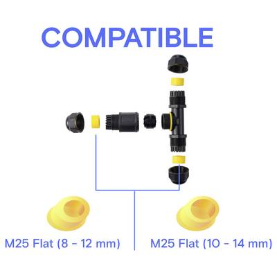 Connecteur de câble TRU COMPONENTS en T IP68 étanche, 3 entrées, contact vis 3 broches, 0,5-4,0 mm² TC-14745256 noir TRU-6