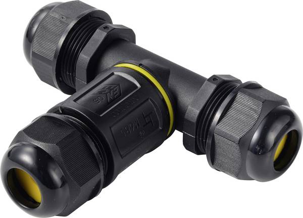 Connecteur de câble TRU COMPONENTS en T IP68 étanche, 3 entrées, contact vis 5 broches, 0,5-4,0 mm² TC-14745260 noir TRU COMPONENTS Contenu: 1 pc(s)