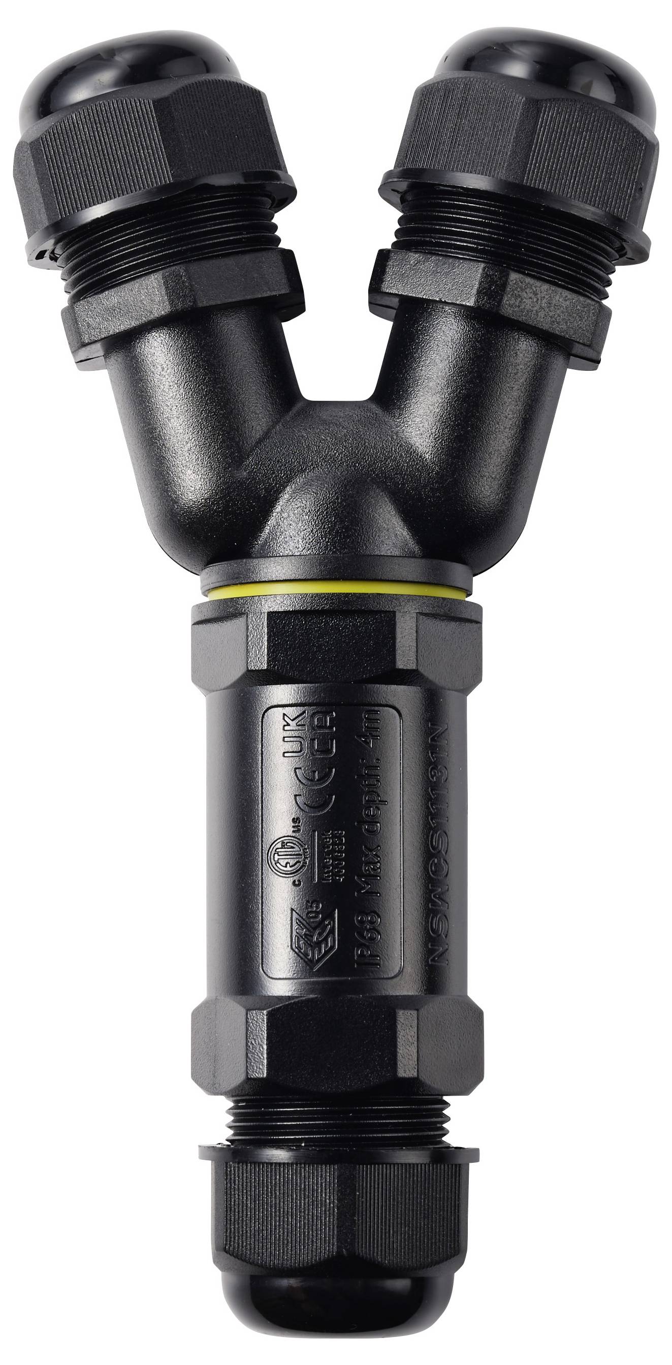 Connecteur de câble Y TRU COMPONENTS IP68 étanche, 3 entrées, contact vissé 3 broches, 0,5-4,0 mm² TC-14745264 noir TRU -2