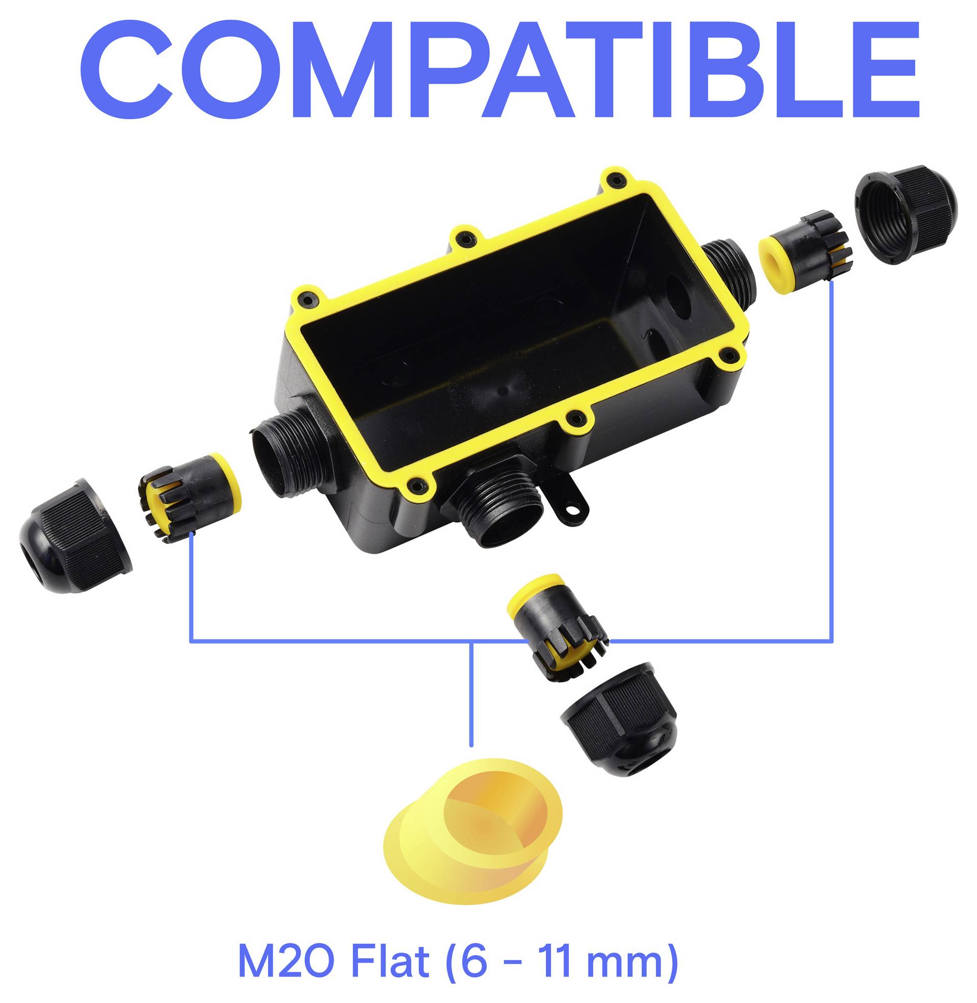 TRU COMPONENTS Boîte de déflecteur IP68 étanche 3 entrées, 0,5-2,5 mm² TC-14745272 noir TRU COMPONENTS Contenu: 1 pc(s)-5