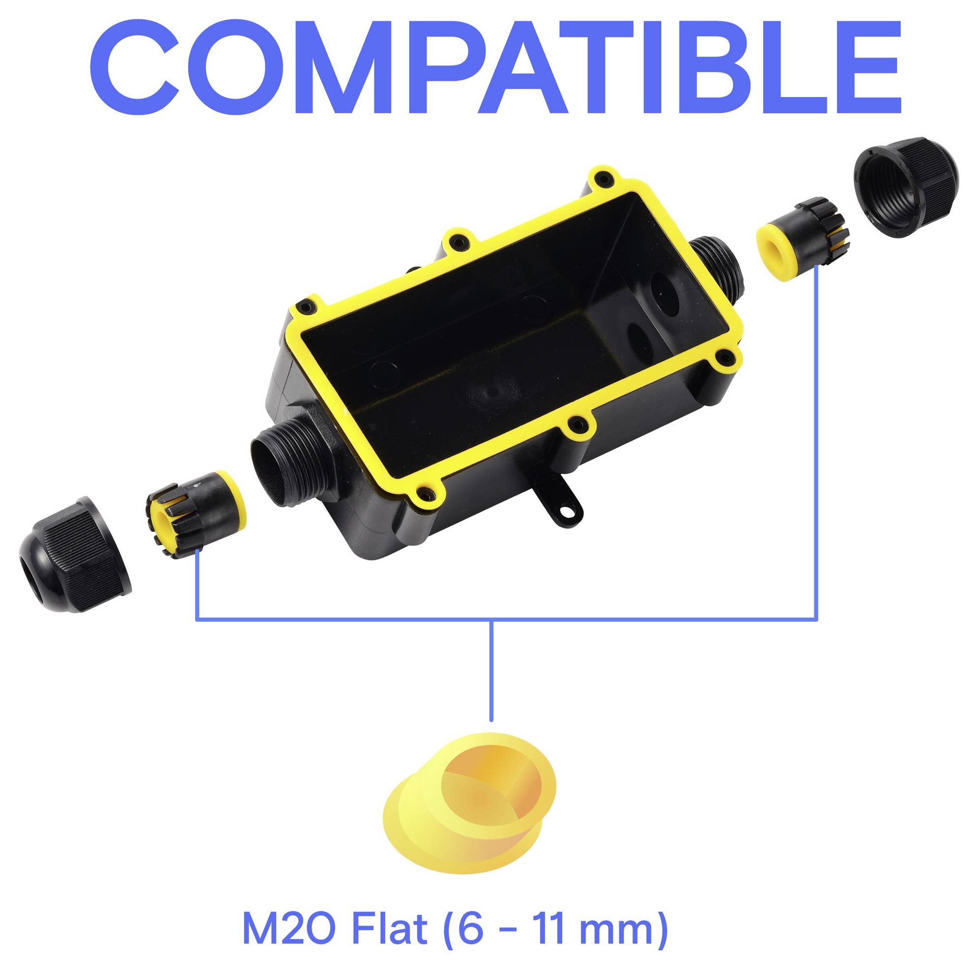 Boîte de déflecteur TRU COMPONENTS IP68 étanche, 2 entrées, 0,5-2,5 mm² TC-14745276 noir TRU COMPONENTS Contenu: 1 pc(s)-5