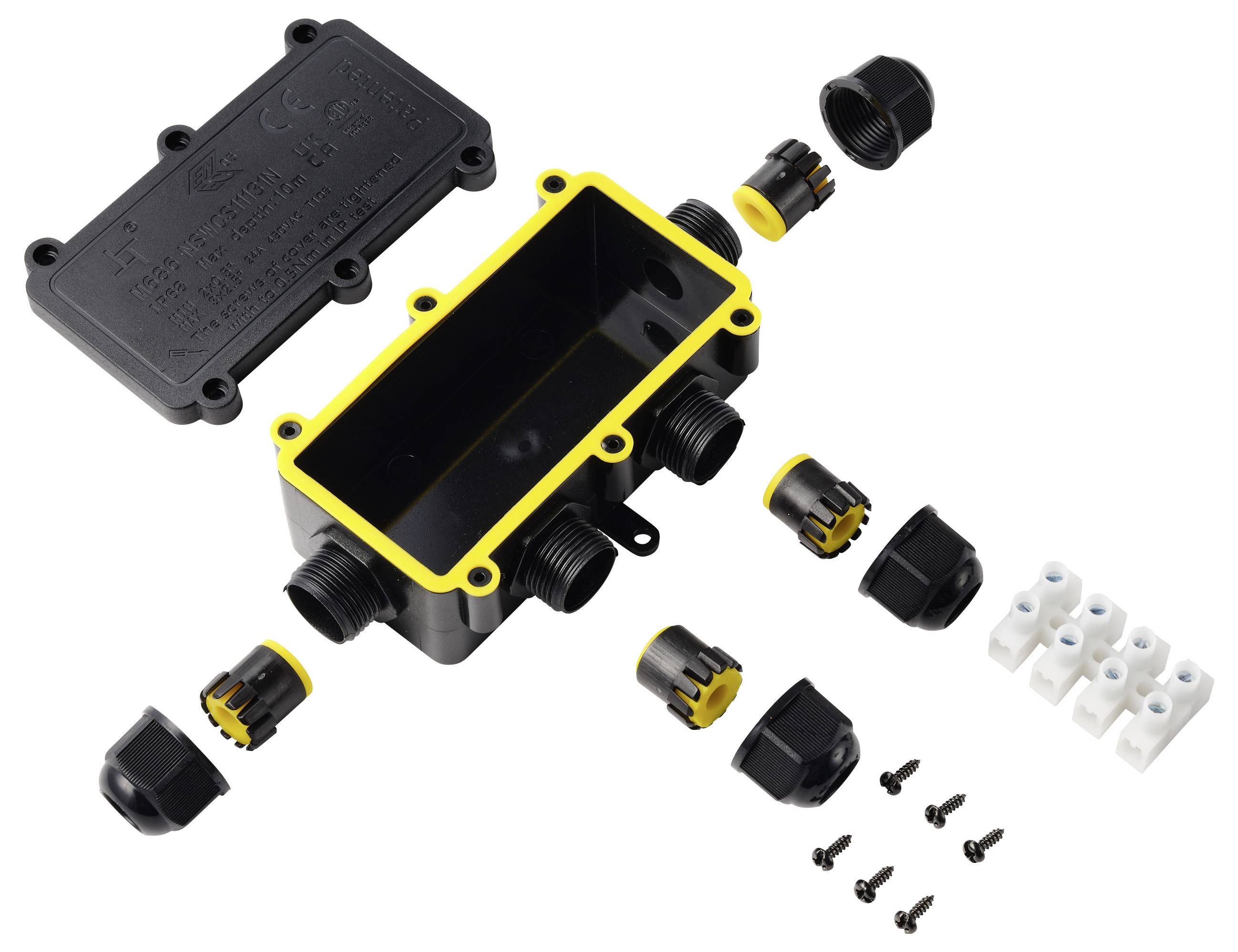 Boîte de déflecteur TRU COMPONENTS IP68 étanche, 4 entrées, 0,5-2,5 mm² TC-14745280 noir TRU COMPONENTS Contenu: 1 pc(s)-3