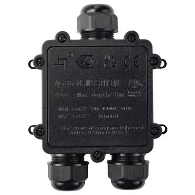 Boîte de déflecteur TRU COMPONENTS IP68 étanche, 3 entrées, 0,5-4,0 mm² TC-14745288 noir TRU COMPONENTS Contenu: 1 pc(s)-1