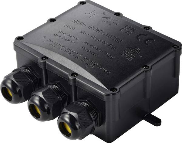 Boîte de déflecteur TRU COMPONENTS IP68 étanche, 4 entrées, 0,5-4,0 mm² TC-14745292  noir TRU COMPONENTS Contenu: 1 pc(s)