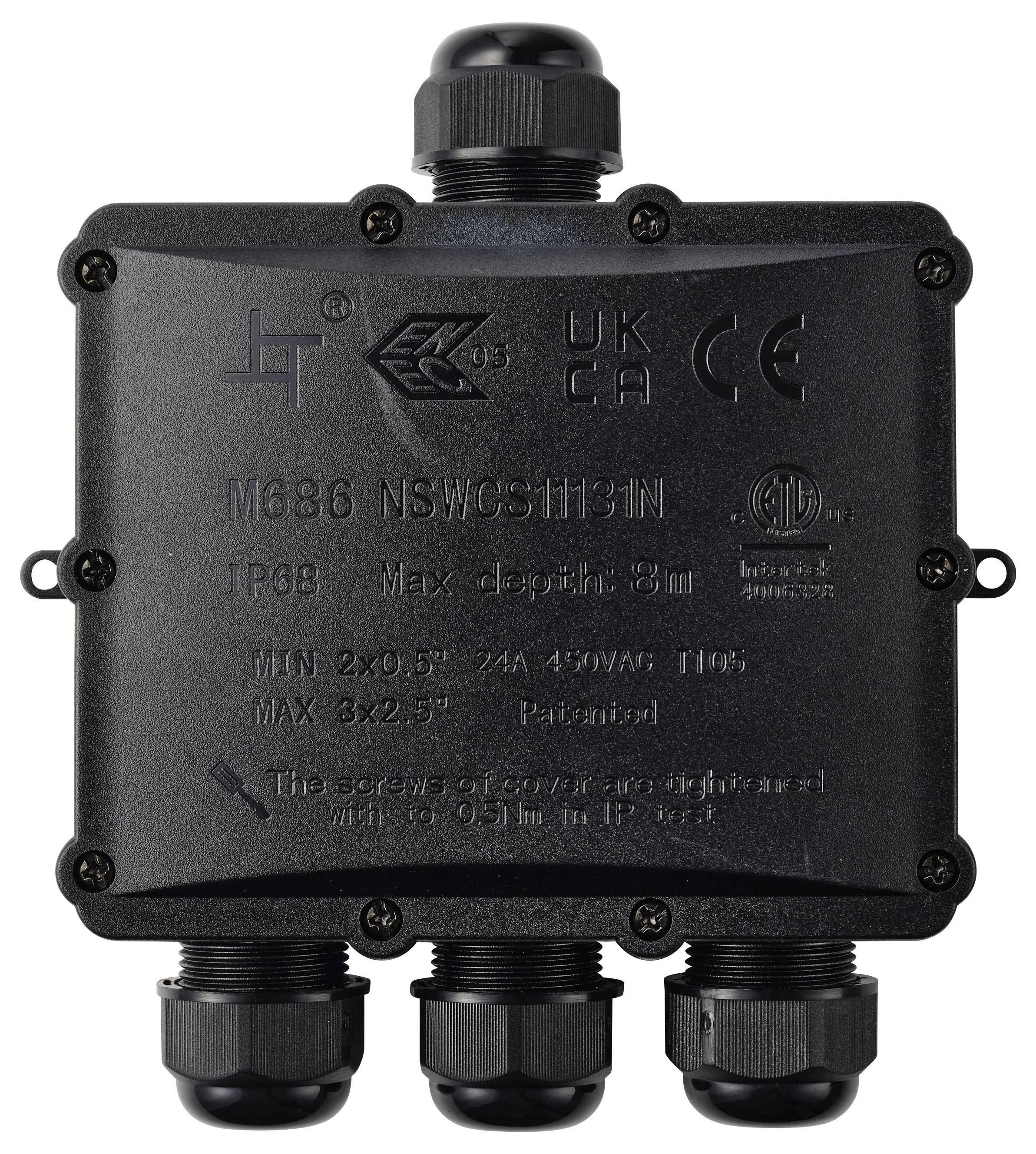 Boîte de déflecteur TRU COMPONENTS IP68 étanche, 4 entrées, 0,5-4,0 mm² TC-14745292 noir TRU COMPONENTS Contenu: 1 pc(s)-1