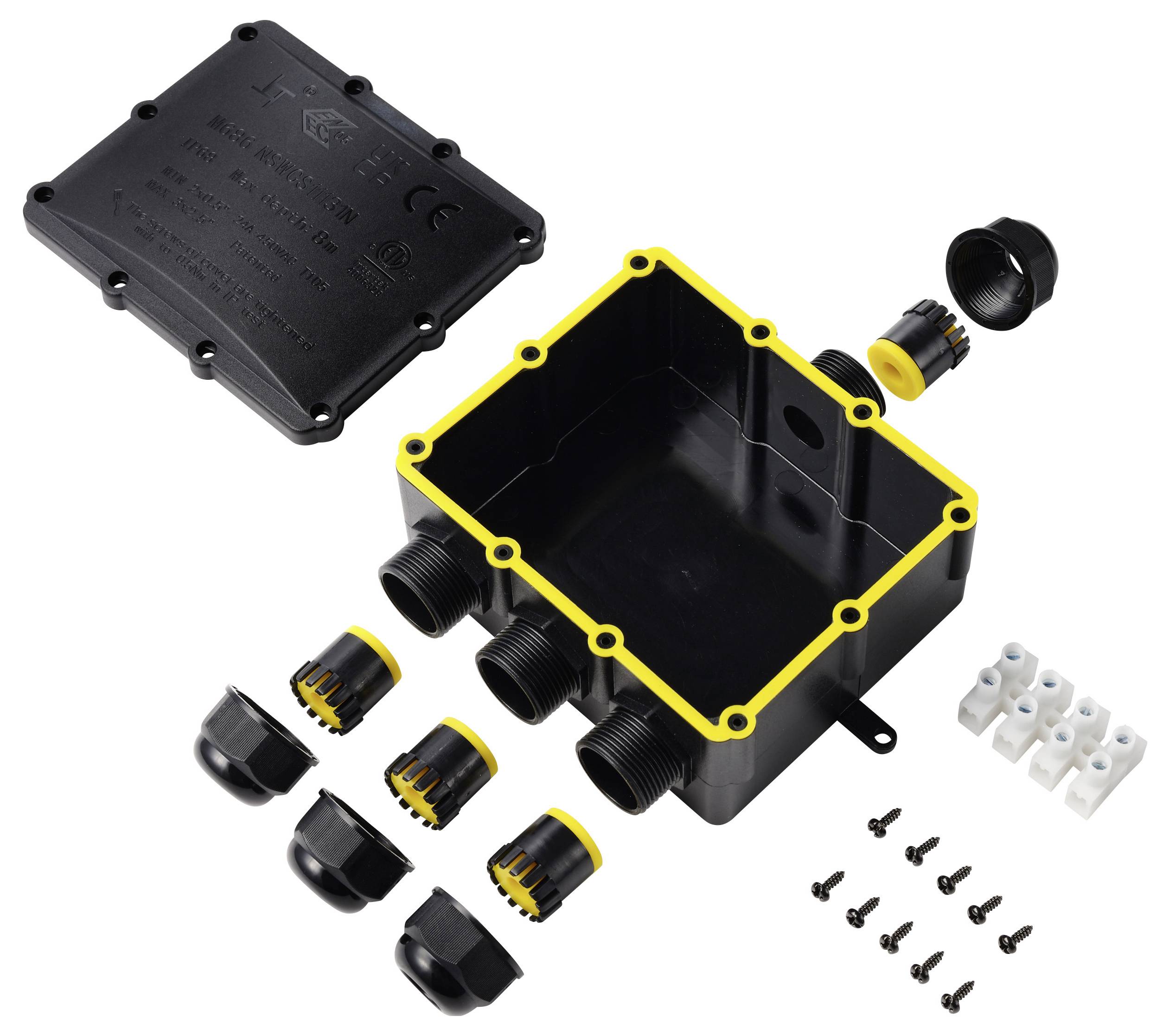 Boîte de déflecteur TRU COMPONENTS IP68 étanche, 4 entrées, 0,5-4,0 mm² TC-14745292 noir TRU COMPONENTS Contenu: 1 pc(s)-3