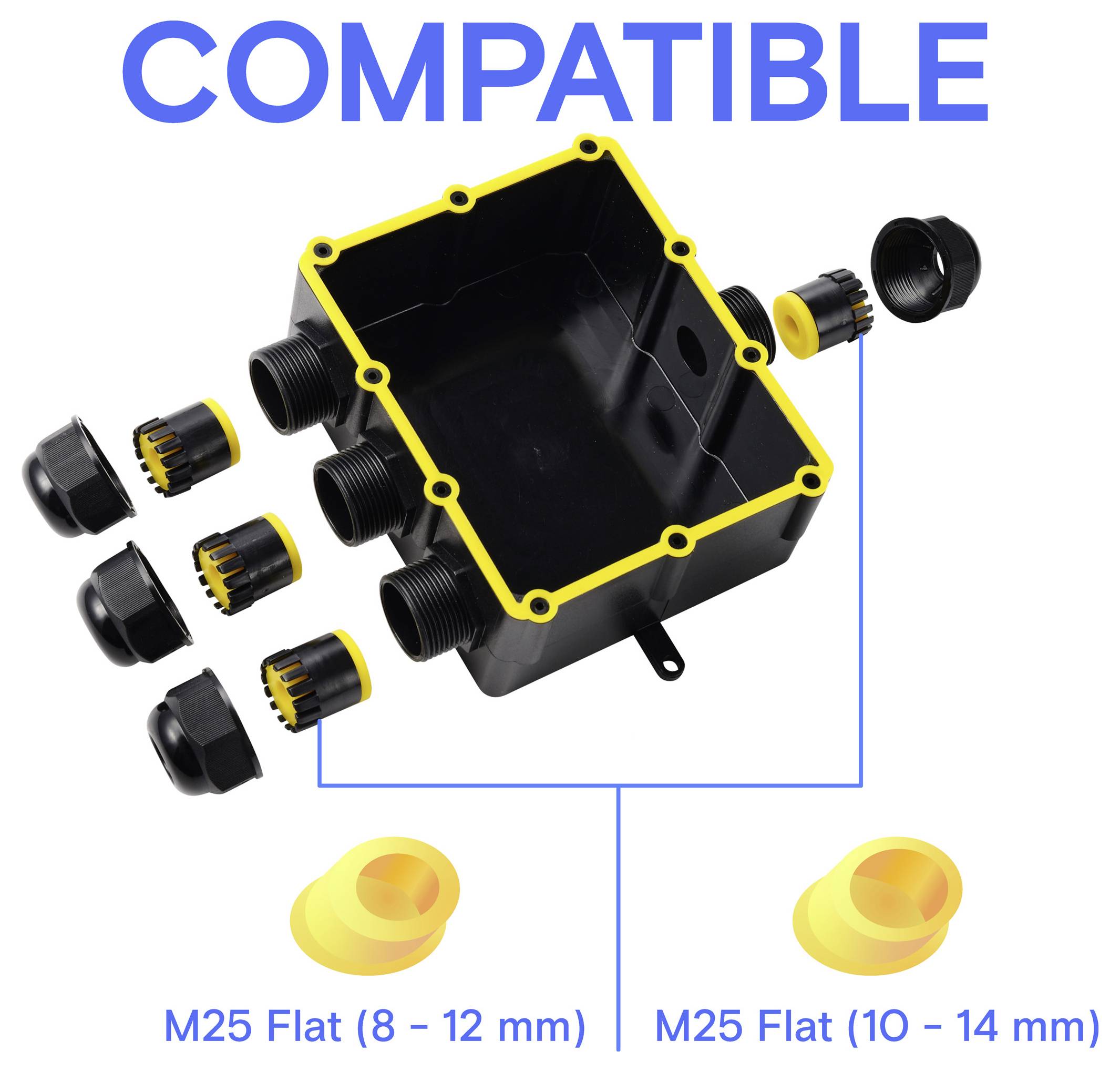 Boîte de déflecteur TRU COMPONENTS IP68 étanche, 4 entrées, 0,5-4,0 mm² TC-14745292 noir TRU COMPONENTS Contenu: 1 pc(s)-5