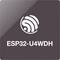 Symbole blanc ressemblant à une icône Wi-Fi au-dessus du texte 'ESP32-U4WDH' sur un fond carré foncé.
