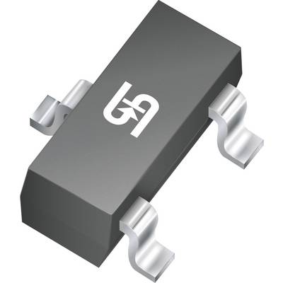 Un petit composant électronique au corps rectangulaire noir avec trois broches métalliques à chaque extrémité pour un montage en surface sur des cartes de circuit.