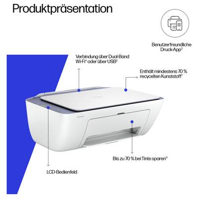 Imprimante multifonction avec design écologique ; économisez jusqu'à 70 % d'encre ; Wi-Fi double bande ; contient 70 % de plastique recyclé.