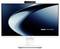 Un élégant moniteur Asus avec un design moderne, doté d'un grand écran et de très fines bordures, affichant un fond abstrait sombre.