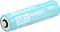 Une batterie lithium-ion rechargeable 18650 turquoise de 3,6V et 3500mAh de capacité.