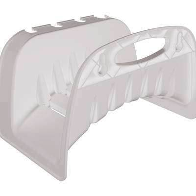 Une étagère de rangement pliante en plastique blanc avec une poignée et plusieurs compartiments pour le stockage ou l'organisation.