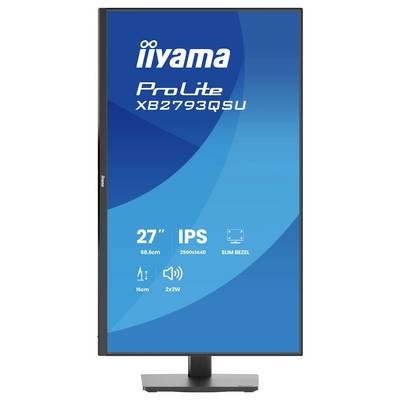 Moniteur Iiyama ProLite XB2793QSU, 27 pouces, résolution 2560x1440, écran IPS, bordures fines, deux haut-parleurs de 2W, hauteur ajustable.