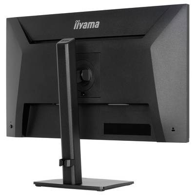 « Vue arrière d'un moniteur informatique noir sur un pied, montrant le logo iiyama sur le panneau arrière. »