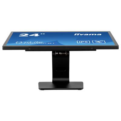 Moniteur Iiyama 24" avec écran IPS, temps de réponse de 3 ms, présenté sur un support inclinable.