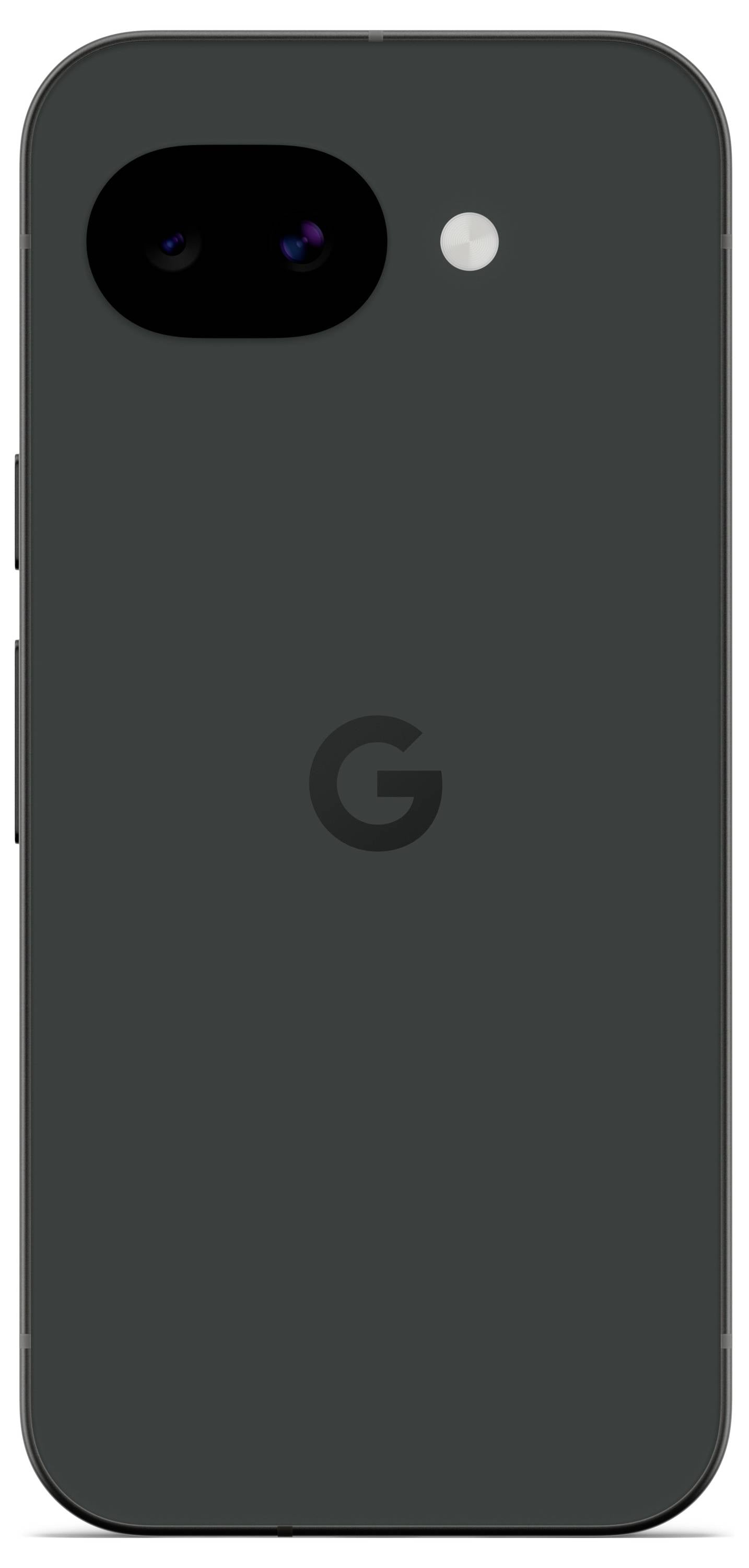 Un smartphone vu de l'arrière, présentant un appareil photo arrière unique et un flash. L'appareil est noir avec un logo « G ».