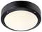 Luminaire de plafond rond noir avec un diffuseur blanc givré conçu pour disperser la lumière uniformément dans une pièce.