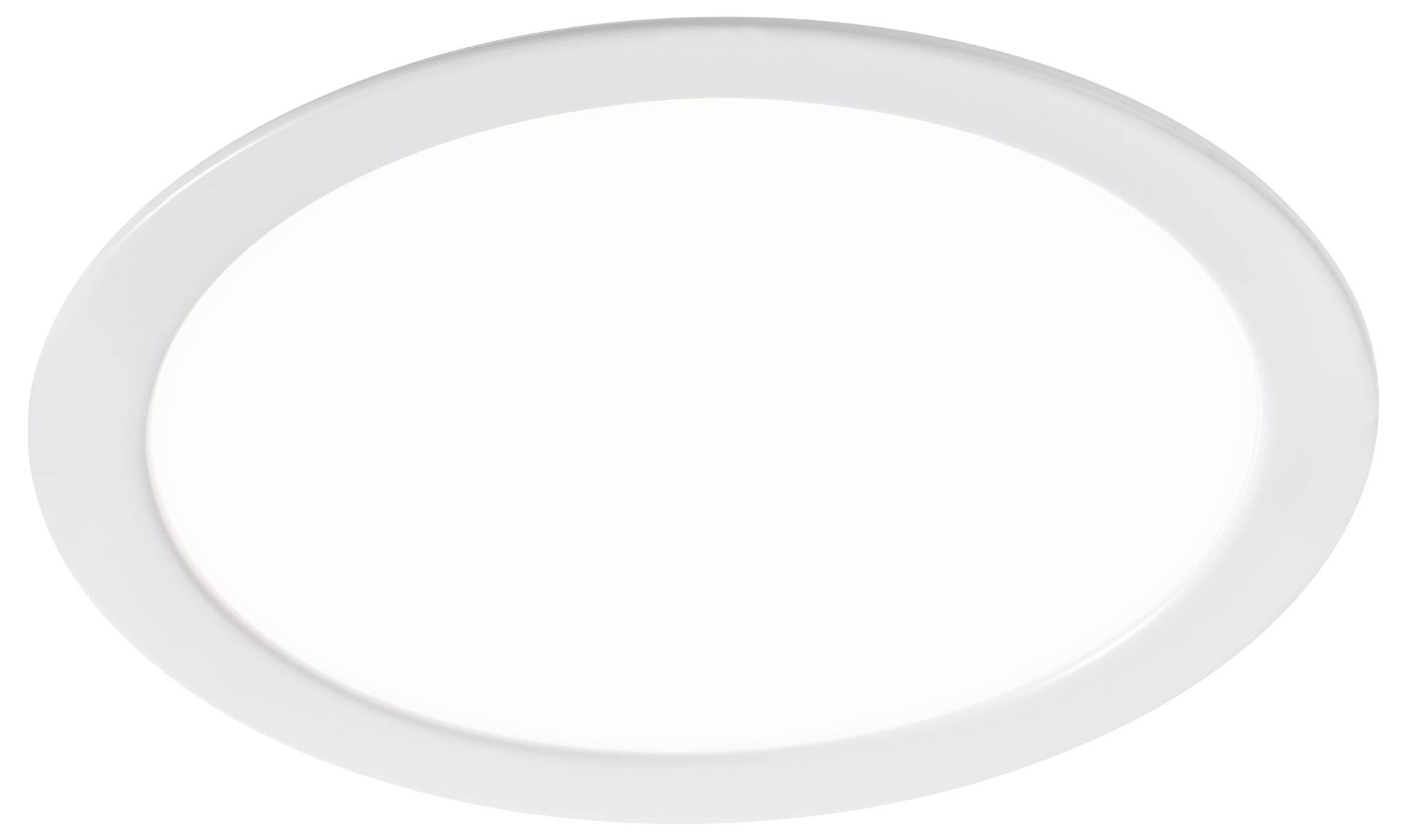 Un luminaire de plafond LED blanc circulaire au design mince et moderne.