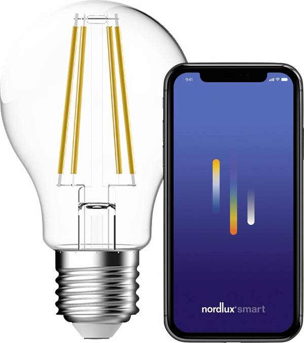 Nordlux 2070082700 Ampoule à incandescence CEE E (A - G) E27 forme de poire  de blanc chaud à blanc froid  commandé par appli mobile, à intensité variable 1 pc(s)