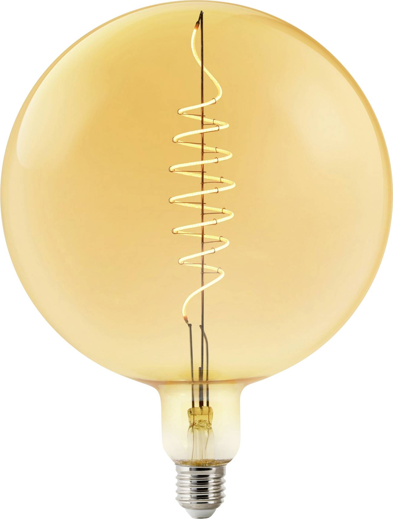 Une ampoule ronde brillante de style vintage avec un filament en spirale, émettant une lumière orange chaleureuse, symbolisant les idées brillantes ou l'innovation.