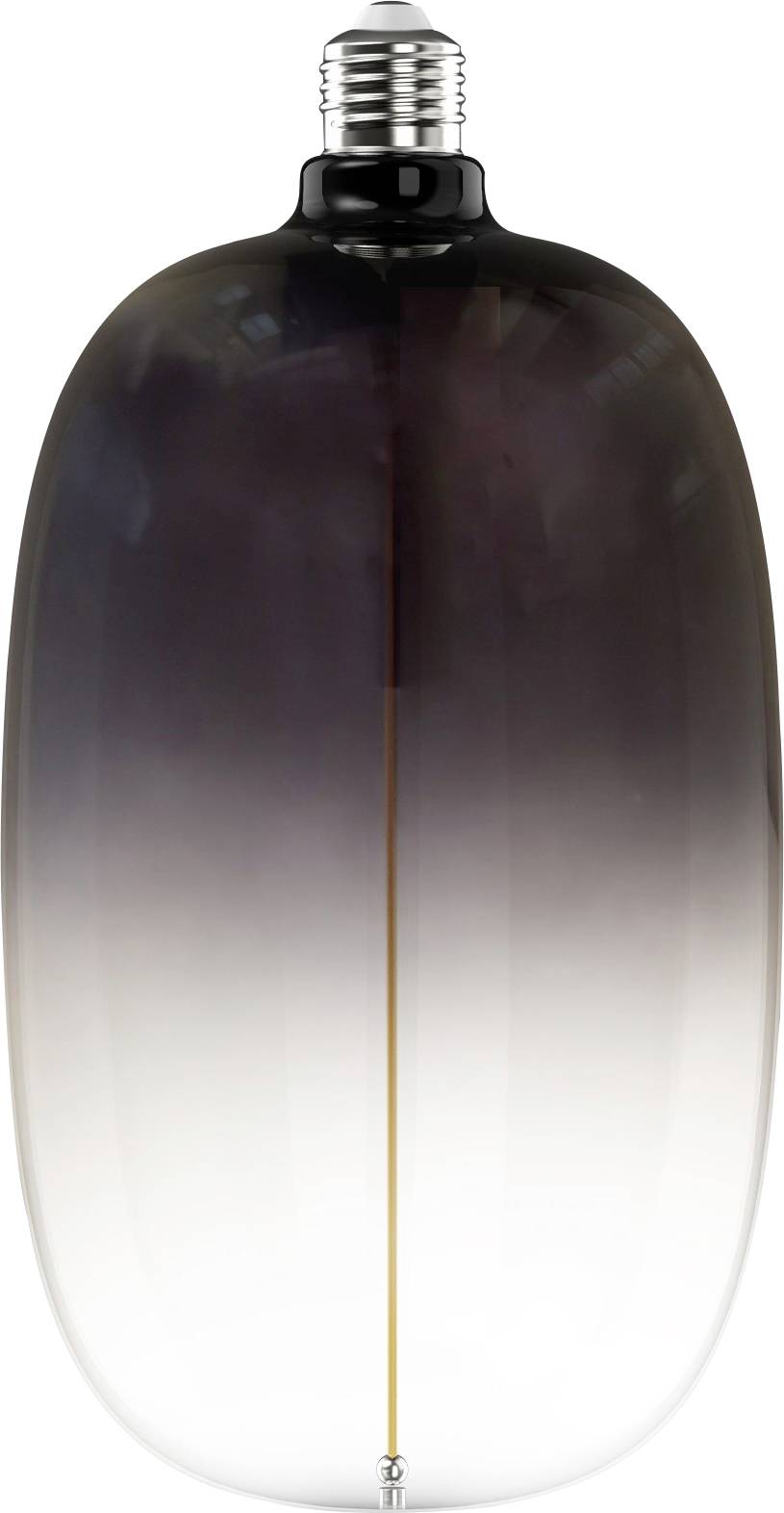 Une grande ampoule de forme ovale avec un design dégradé transitionnant du foncé en haut vers le clair en bas.