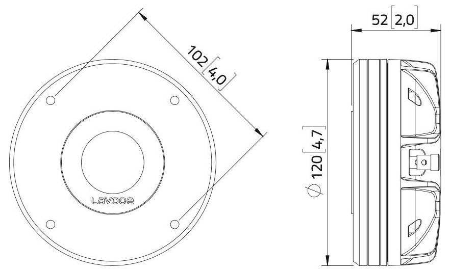 Un dessin technique d'un composant circulaire avec des dimensions : diamètre 102mm et 120mm, épaisseur 52mm. Plusieurs angles affichés.