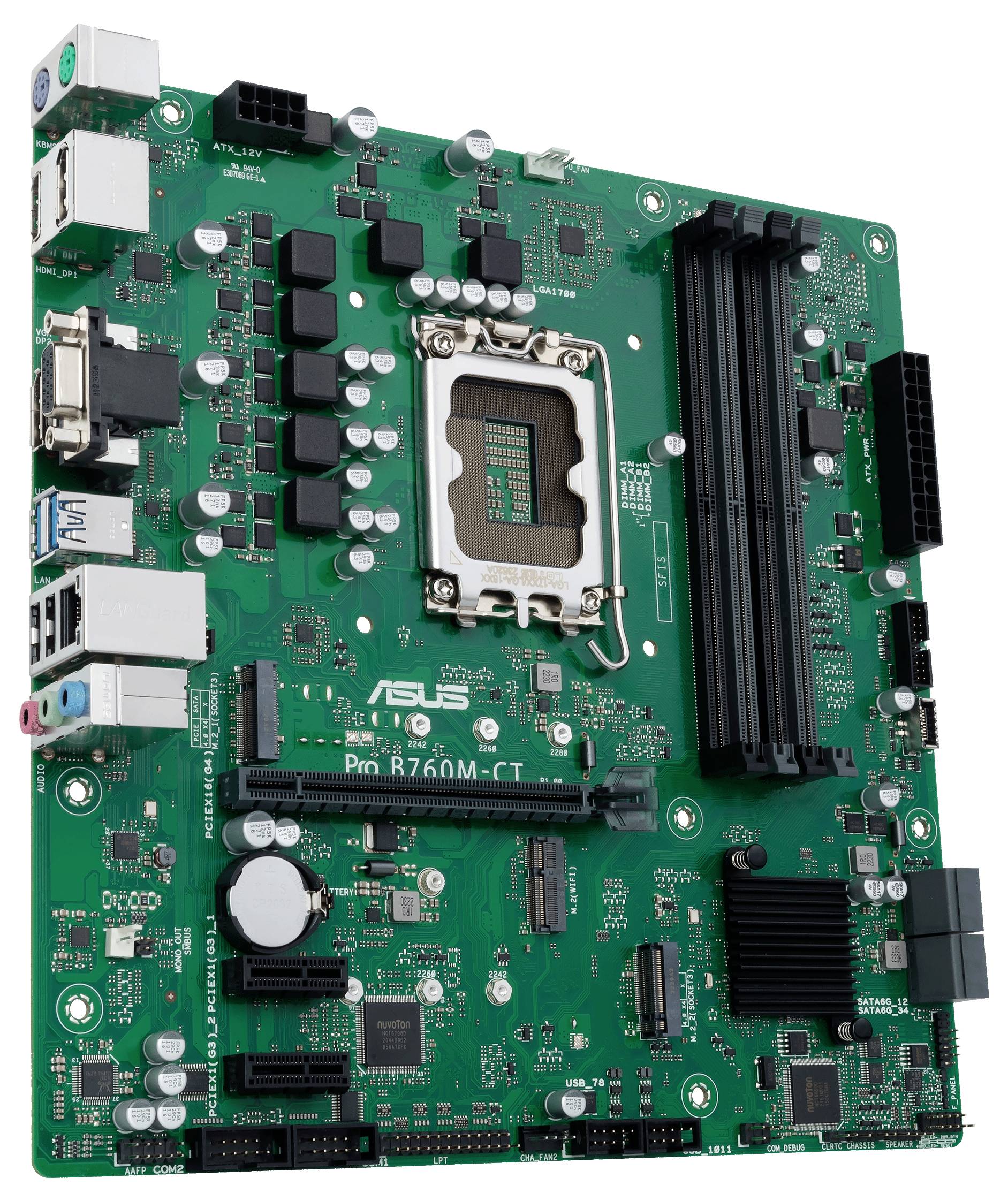 Asus ASUS PRO B760M-CT-CSM LGA1700 mATX MB Carte mère Socket (PC) Intel® 1700 Facteur de forme (détails) Micro-ATX Chips-3