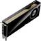 Une carte graphique NVIDIA noire rectangulaire avec un ventilateur et plusieurs ports sur un côté.